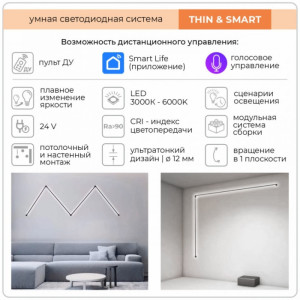 Модульный световой элемент Thin  Smart IL.0060.5000-1000-BK